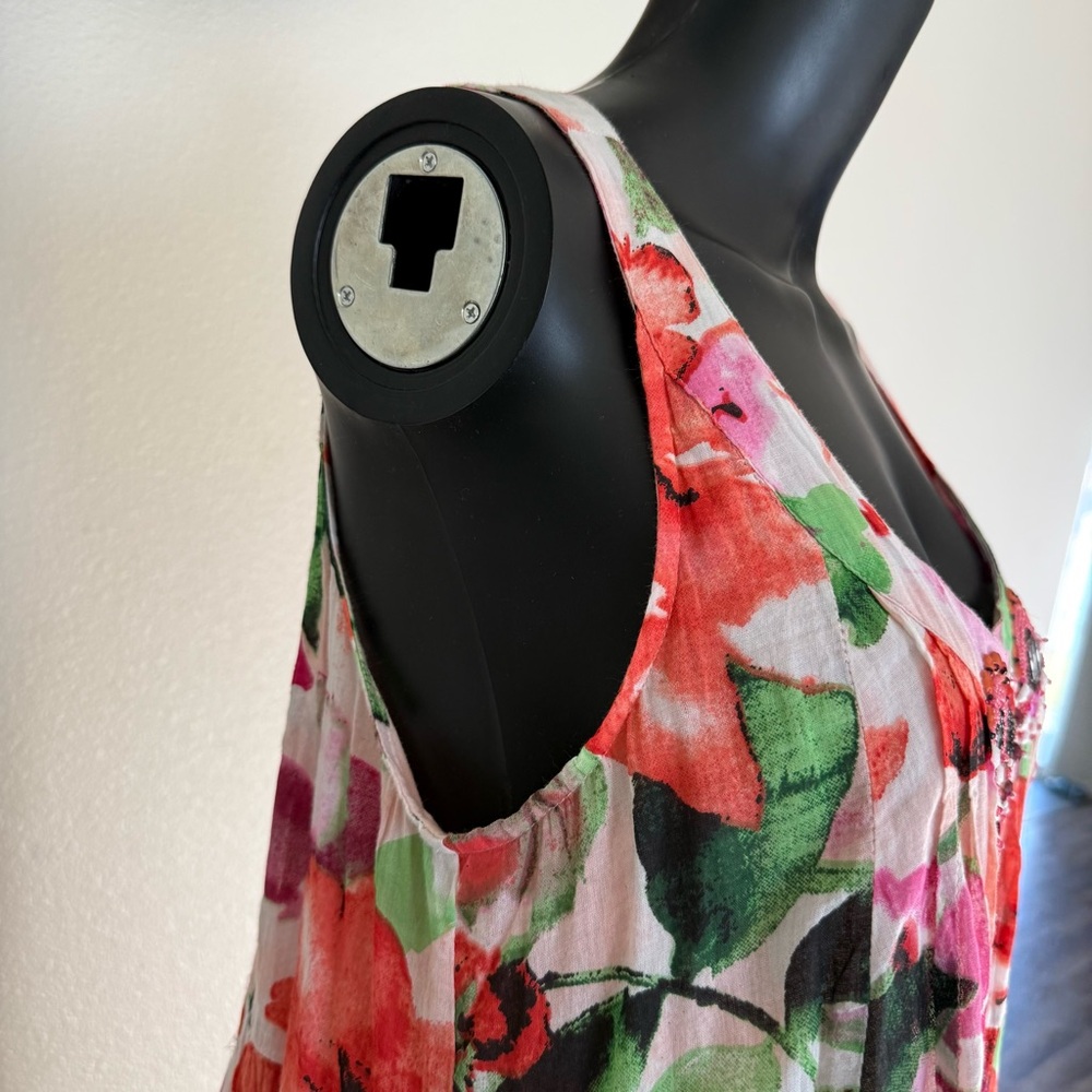 Embellished Floral Tiered Mini Dress - Pink & Green - Picture 9 of 14